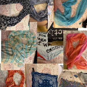 10 scarves different colors designs and shapes